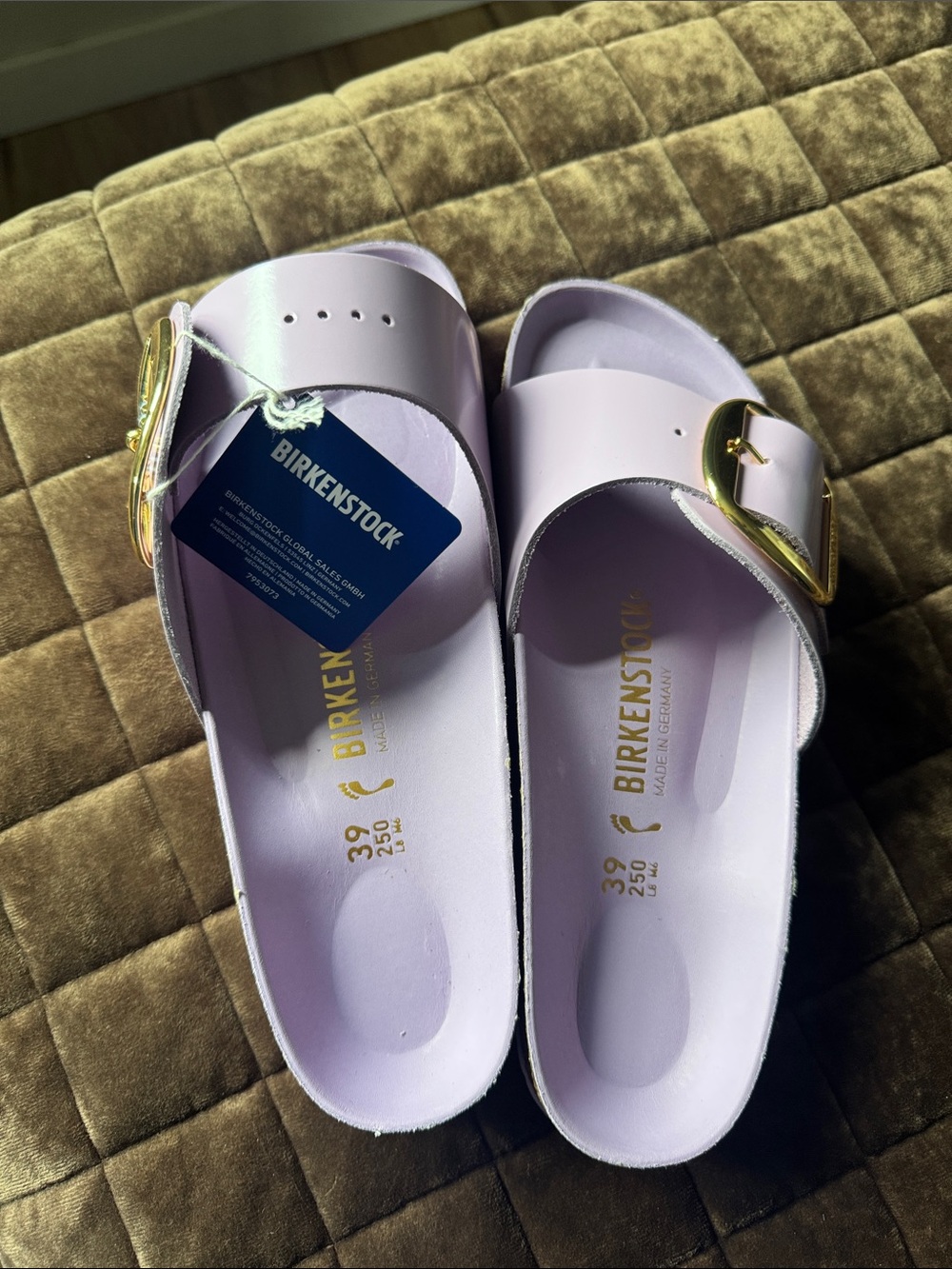 Birkenstock Lavender Slide with Large Gold Buckle - Picture 2 of 5